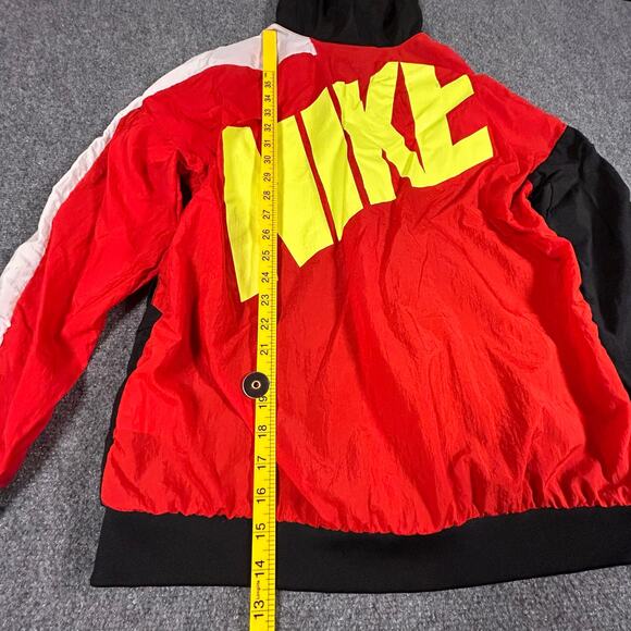 Nike Sportswear Full Zip Hooded Windbreaker Jacket Black Red Kids Boys Size XL - Picture 7 of 10